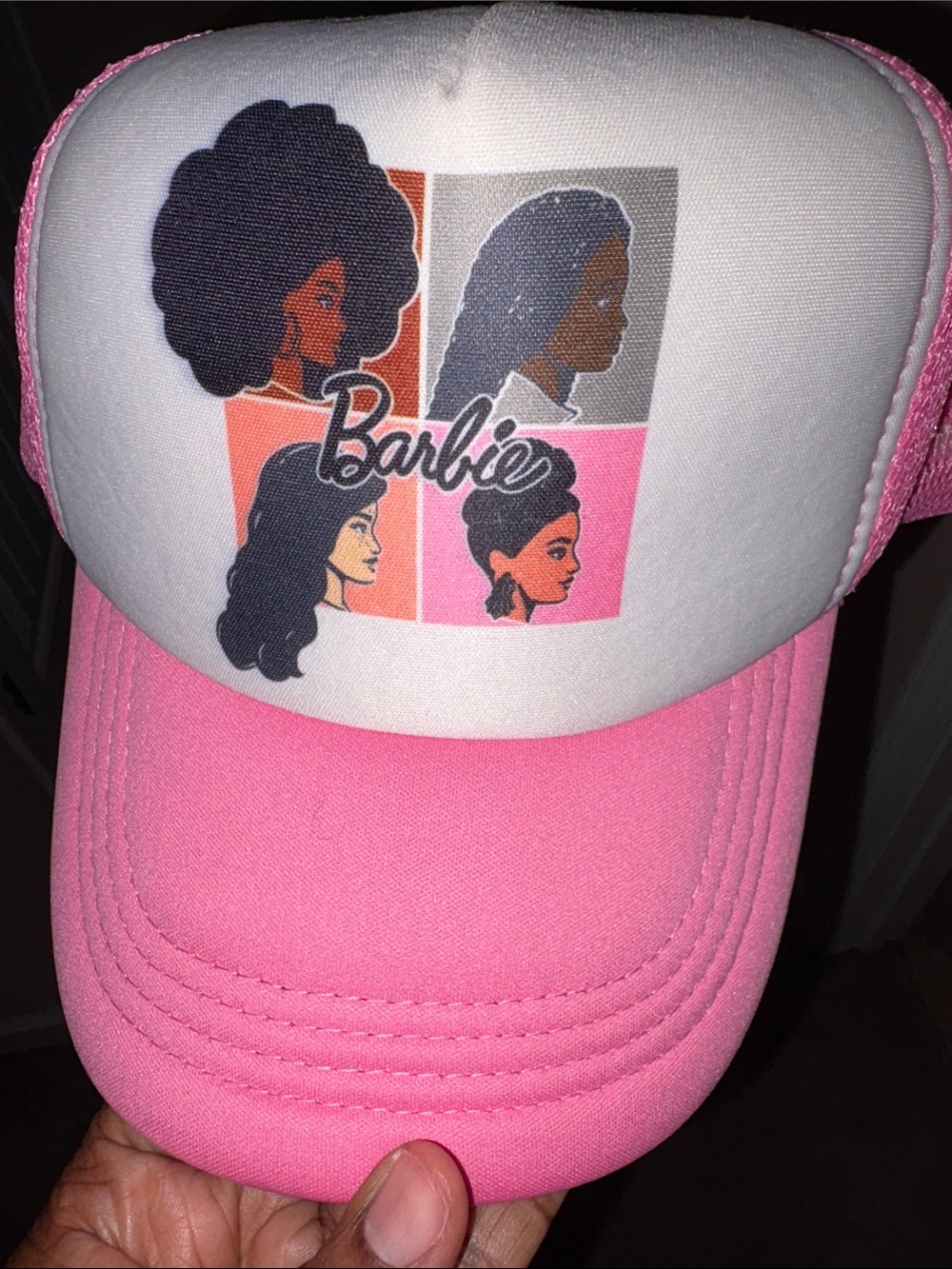 Barbie Pink and White Graphic Women Trucker Hat